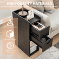 thumbnail image 6 of Narrow Fluted Nightstand with 2 Drawers and Open Shelf, Wooden Nightstand End Table for Bedroom, Living Room, 2-Pack(Black), 6 of 9