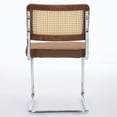 thumbnail image 5 of Set of 2 Mid Century Modern Dining Chairs, Velvet Accent Chairs with Natural Cane Back & Stainless Chrome Base, Famous Breuer Designed Chairs, Upholstered Rattan Kitchen Chairs (Coffee), 5 of 13