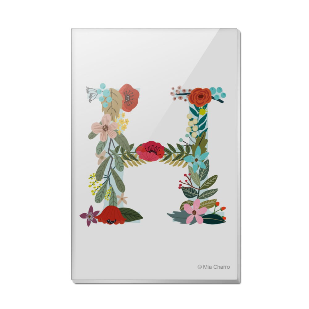 Letter N Floral Monogram Initial Refrigerator Fridge Magnet Hanging Clip 