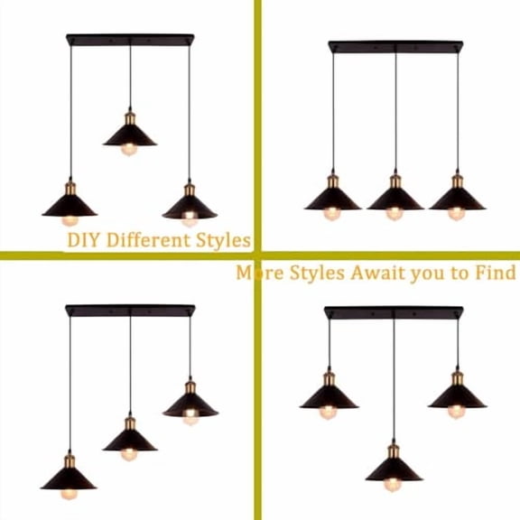 FIRVRE 3-Light Industrial Pendant Light Fixture, Adjustable Metal Hanging Lamp, Vintage Pendant Lighting for Kitchen,Restaurant,Dining Room,Cafe(Bulb Not Included)