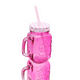 thumbnail image 1 of 12 Tarros De Vidrio Con Tapa Y Popote Rosa 470 Ml Vencort, 1 of 4