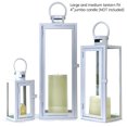 thumbnail image 4 of Allgala 3-PC Set Jumbo Luxury Modern Indoor/Outdoor Hurricane Candle Lantern Set With Chrome Plated Structure and Tempered Glass-Cuboid White-HD88015, 4 of 4