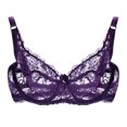 thumbnail image 5 of Nuevas mujeres atractivas del sujetador de gasa de encaje Push Up 3/4 copa de gancho y ojo transpira Abanopi Morado/34B, 5 of 5