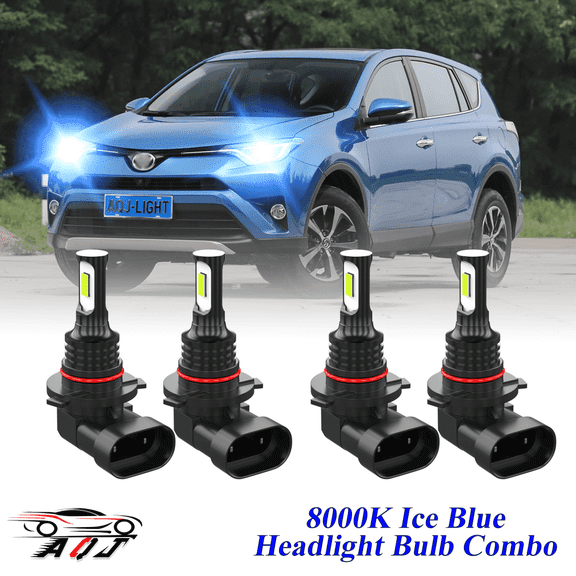 8000K Ice Blue LED Headlight Bulbs Combo Kit For Toyota RAV4 2006-2018