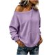 thumbnail image 4 of Neewe Women's Fashionable Casual Solid Color Long Sleeve Boat Neck Off Shoulder Blouse Tops Daily, 4 of 6