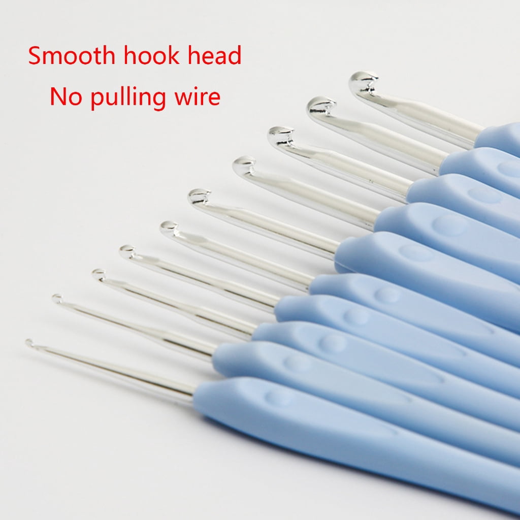 Geemin 10Pieces Crochet Hooks Set for Beginners Aluminum Crochet Needles 1.5MM-6MM Size Rubber Handle Knitting Hooks for Mom