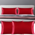 thumbnail image 1 of ¡Oferta especial! Funda de almohada de satén Miyuadkai en liquidación. Funda de almohada de satén de seda, imitación seda, color liso, para hotel, hogar, color rojo 8., 1 of 8
