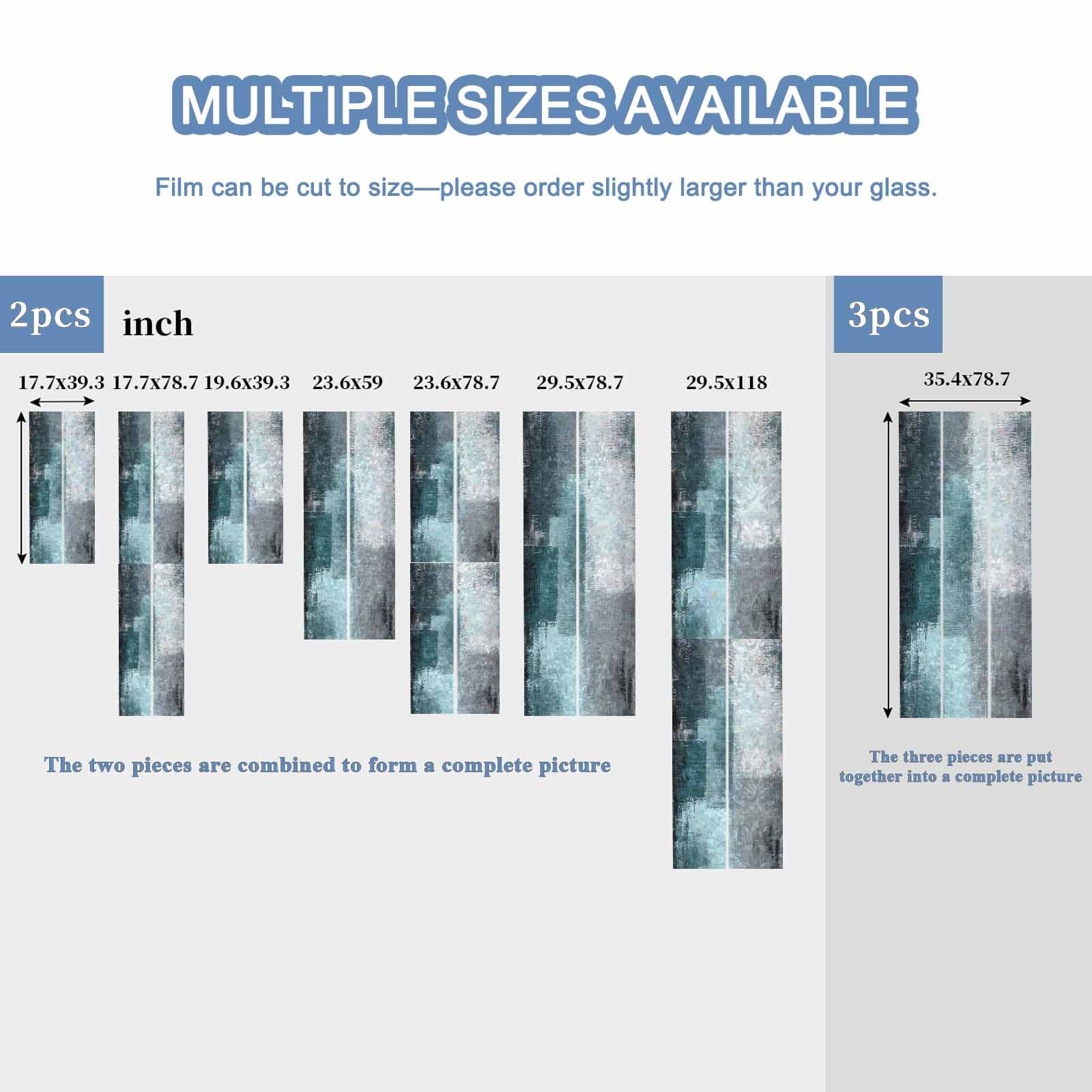 Teal Gray Window Privacy Film Rainbow Static Cling Stain Glass Window Film for Glass Door, Decorative Sunroof Decal Sticker for Car Bathroom 29.5"x78.7" Modern Oil Painted Art Abstract Geometric