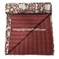 thumbnail image 4 of Vintage Floral Kantha Quilt, Brown and White Cotton Bedspread with White Stitched Pattern, Kantha Gudri ( Single 60" x 90" ), 4 of 5