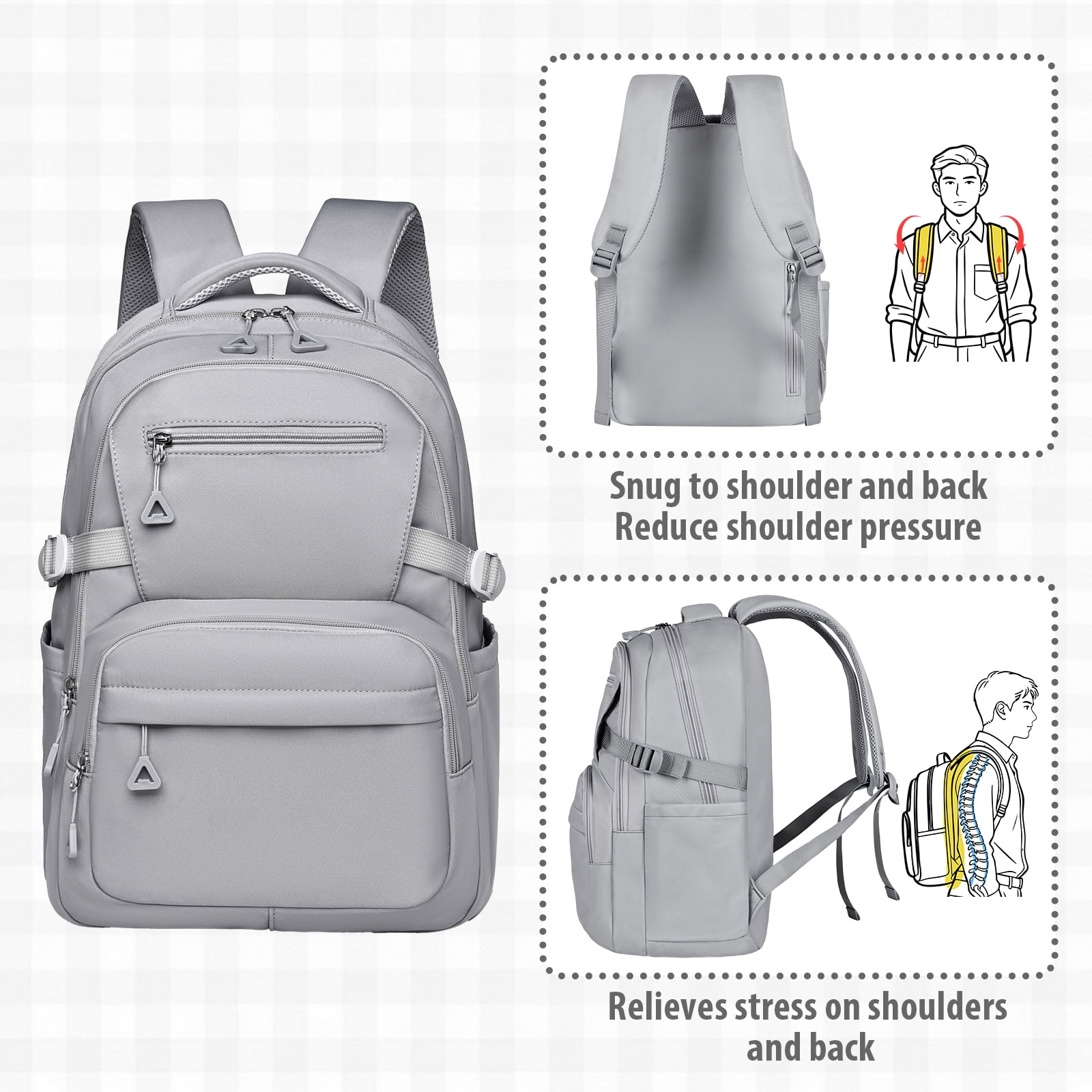 Gynky School Backpack, Large Capacity Bookbag Cute Girlish Water-Resistant Laptop Backpacks for Teen Adults Tween, Fashion Aesthetic Lightweight Travel Daypack for Women Middle School College