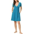 thumbnail image 2 of Unique Bargains Women's Pajama Deep V Neck Sift Sexy Nightdress Stretchy Lounge Dress, 2 of 5