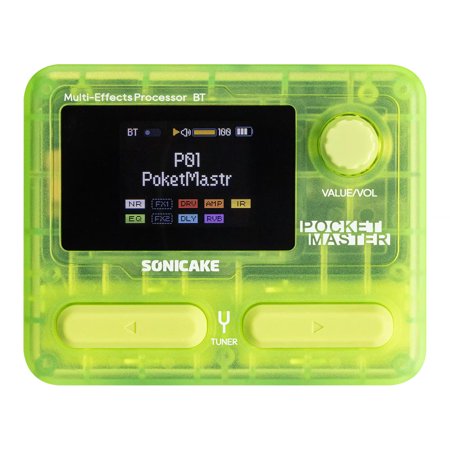 SONICAKE Pocket Master All-in-One Portable Guitar/Bass Multi-Effects Pedal - 100+ Effects Amp & IR Cabinets APP Control Rechargeable Color Screen USB Audio Interface (Global English Version)