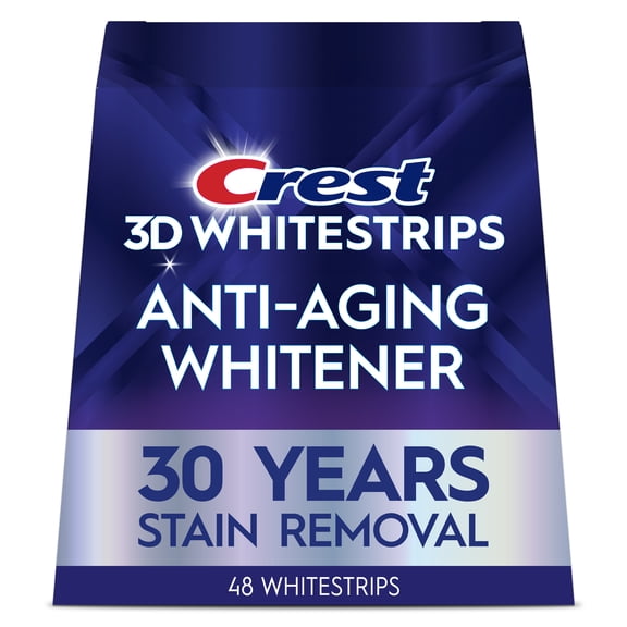 Crest 3DWhitestrips Anti-Aging Whitener At-Home Teeth Whitening Kit, 24 Treatments, 18 Levels Whiter