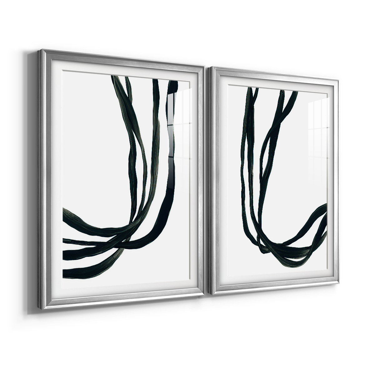 Wexford Home Onyx Ribbon I Premium Framed Print, 22.5" x 30.5" - Ready to Hang, Silver (Set of 2)