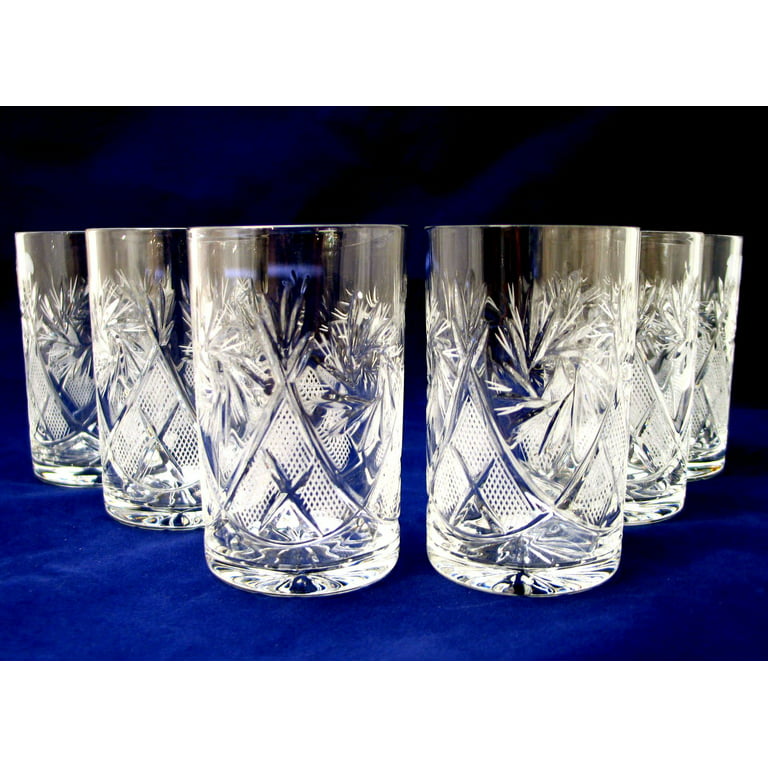 Set of 6 European Collection Crystal Drinking Glasses - 8.5 oz, Vintage  Design