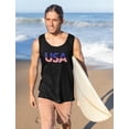 thumbnail image 5 of Fourth of July Men's Tank Top - American Flag Print Singlet - USA Pride - Patriotic Apparel for 4th of July Celebrations - Barbecues - Men's American Flag Tank - USA Themed Outfit - X-Large White, 5 of 6