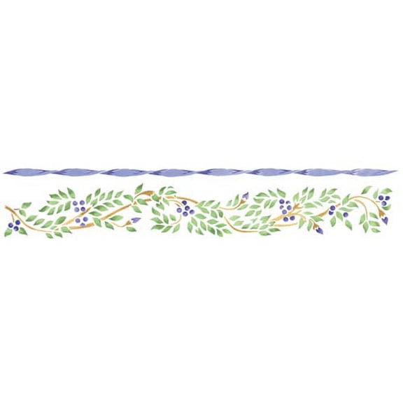 Ribbon with Vine and Berries Wall Stencil SKU #1294 by Designer Stencils