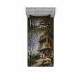thumbnail image 2 of Rustic Bedding Set with Sheet & Covers, Old Haunted Abandoned Wood House at the Dark Night with Bats Scary Horror Paint, Printed Bedroom Decor 2 Shams, 4 Sizes, Multicolor, by Ambesonne, 2 of 3