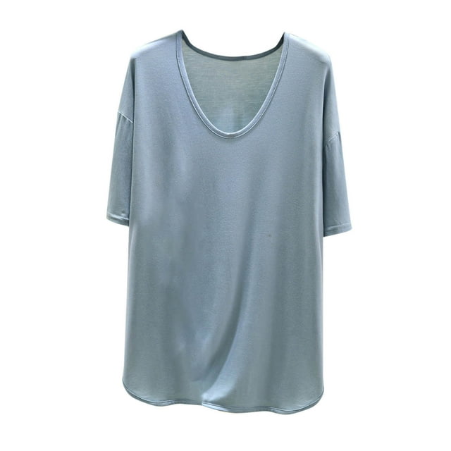 Mujeres de Verano Tops Suelto Ajuste Casual Color Sólido sin Mangas Cuello en V, Blusa de Moda para el Día Y la Fiesta