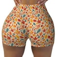 Zufioo Autumn Leaves 3 High Waist Yoga Shorts for Women Tummy Control