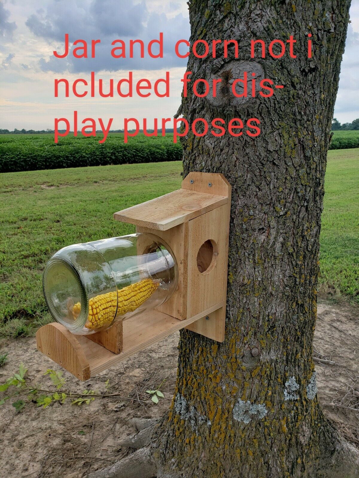 handcrafted squirrel feeder cedar wood 