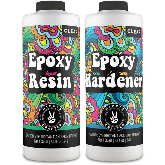 Hippie Crafter Epoxy Resin Crystal Clear Resin Kit Art and Tabletop | 2 Part Countertop (1 Half Gallon Set)
