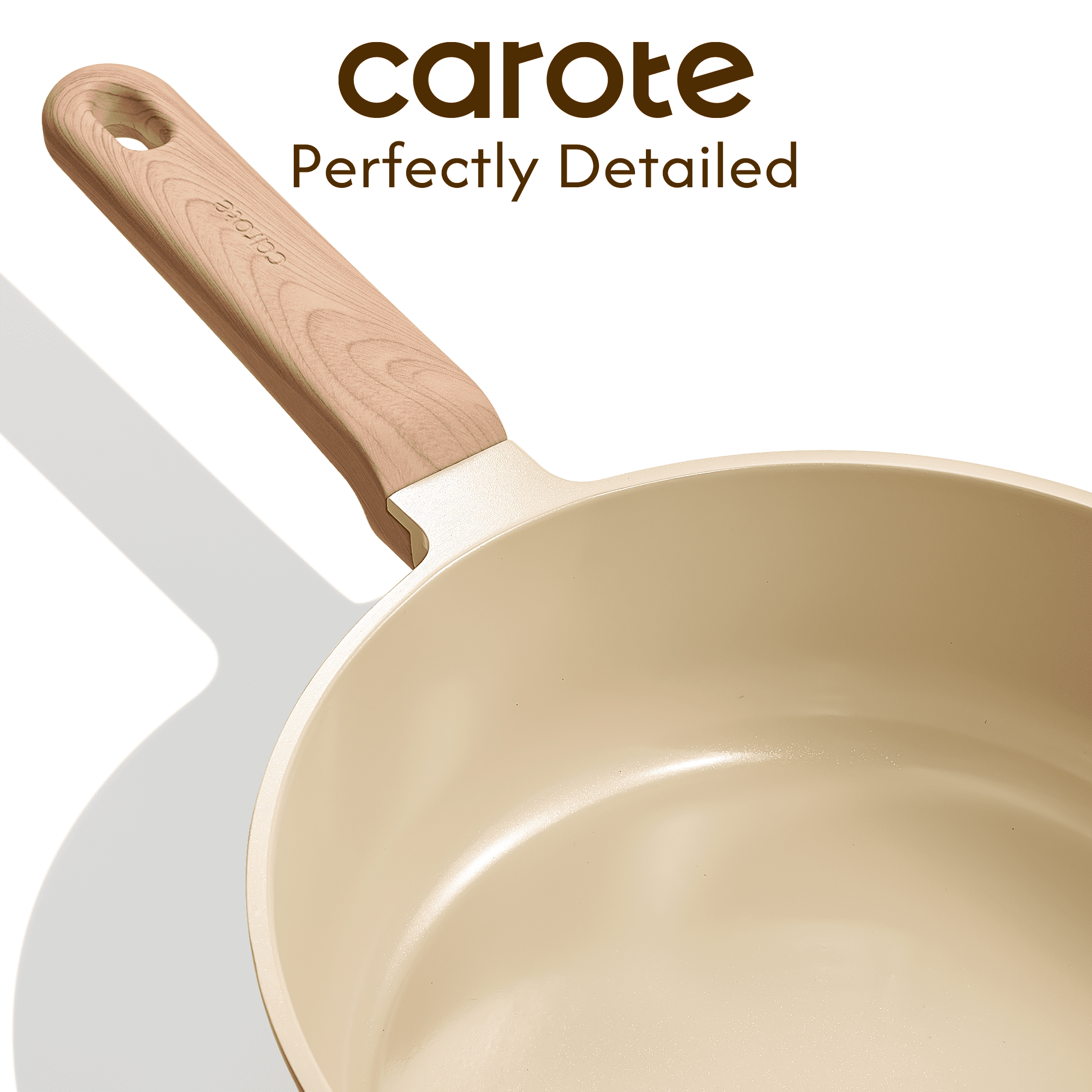 Carote 3 QT Ceramic Nonstick Sauté Pan with Lid, 9.5" Deep Frying Pan, Induction Compatible, Easy to Clean, Oatmeal