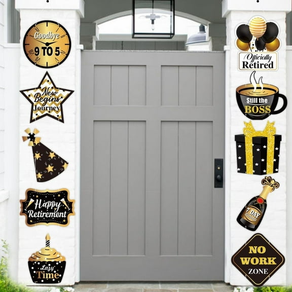 Haooryx Retirement Party Banner Decorations Retirement Gift 10Pc