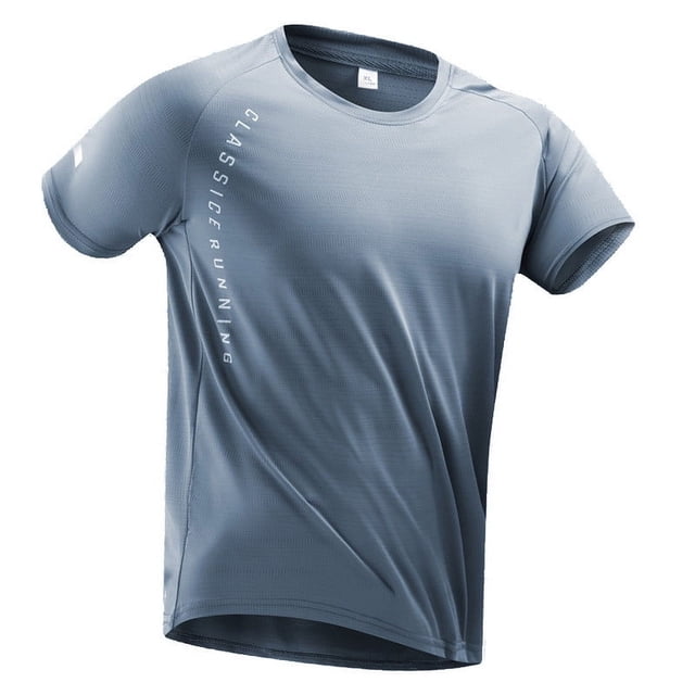Camiseta de manga corta de seda helada de verano para hombre - Tejido de malla, cuello redondo, corte holgado, secado rápido, para uso informal/deportivo