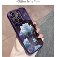 thumbnail image 2 of Blue Rose Flower Painted Phone Case, Semi-Clear Phone Case with Glitter Glass Lens Film, Anti-Drop, Small Fresh Design for iPhone 15 14 13 12 11 Pro Max Plus Phone Case (Black,iPhone 14 Pro), 2 of 8