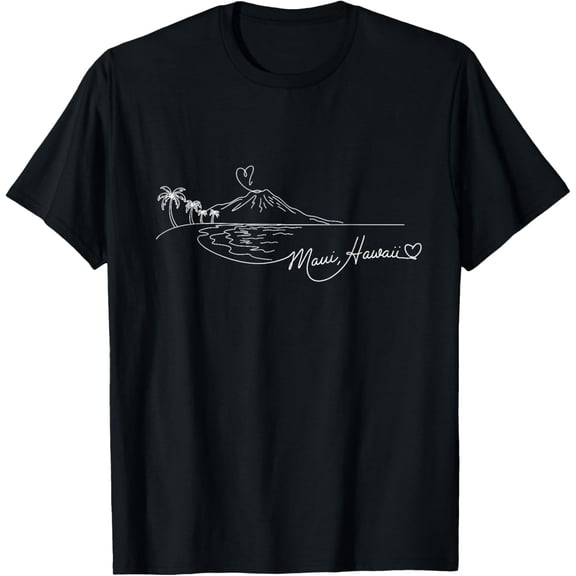 Maui Hawaii Signature Heart Art - Romantic Island Souvenir T-Shirt men and women can wear, black, white, gifts