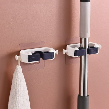 

PRINxy Wall Mounted Mop Clip Bathroom Non Perforated Cow Horn Hook with Strong Load-bearing Capacity Multifunctional Mop Clip for Bathroom White