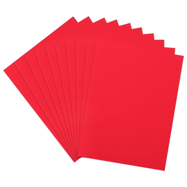 10 Hojas de Papel Neón 8"x11" 250gsm Cartulina Fluorescente Brillante, Rojo