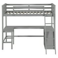 thumbnail image 4 of Twin Loft Bed with Desk & Shelves - Gray, Wooden, Space-Saving Design, 79"x41.8", Perfect for Bedrooms, Study Area, Solid Pine Wood Frame, 4 of 22