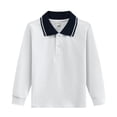 thumbnail image 6 of Crunowin Boys School Uniform Polo Cotton Shirt Long Sleeve Autumn Collared Casual Kids Base Layer Top Silver Size 2T, 6 of 6