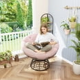 thumbnail image 2 of WRXELAN Papasan Chair with Cushion and Frame, 360° Rotating Wicker Decorative Chair, Comfortable Outdoor Padded Round Modern Oversized Reading Lounge Chair, Bowl-Shaped Chair, Dish Chair, Pink, 2 of 14