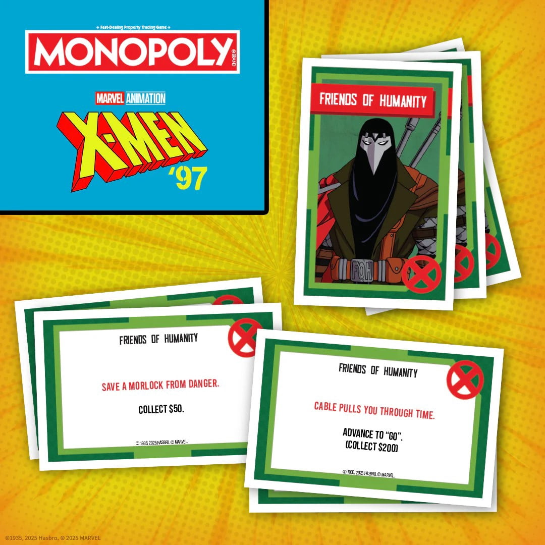 Monopoly: X-Men '97 Edition Board Game, Buy, Sell, Trade Iconic Mutants Like Wolverine, Magneto, Rogue & More, Featuring 6 Custom X-Men Themed Tokens, Officially Licensed Merchandise and Collectible