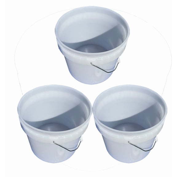 3.5 Gallon Natural Plastic Buckets & Pails – Food-Grade HDPE - 3 Pack