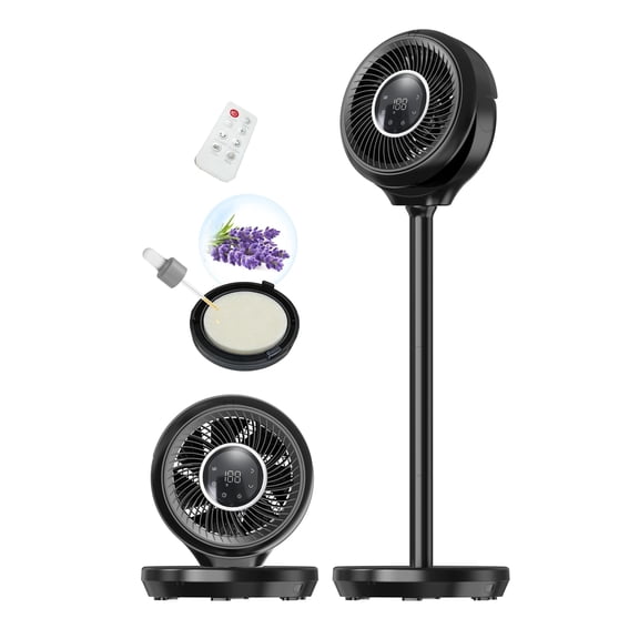 Standing Fan for Bedroom, 180° Oscillating Quiet Pedestal Fan with Remote, 25dB DC Floor Fan, 15 Speeds, 3 Modes, 12H Timer, 15-38 in Adjustable Height for Home Office