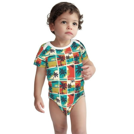 

Fotbe Colorful Hawaii Palms Pattern Unisex-baby Short-sleeve Bodysuit Short Sleeve Bodysuits One-piece 100% Organic Cotton for Infant Baby Boys Unisex-6 Months