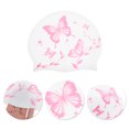 thumbnail image 3 of Gorro de Natación Impermeable con Patrón de Hojas de Vides de Mariposa Blanco 1 Pc, 3 of 6