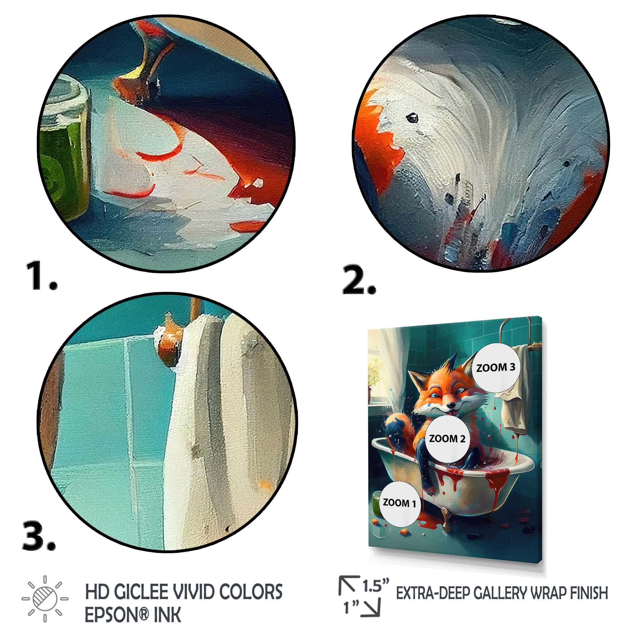Designart Funny Fox Making A Mess In The Bathroom II Canvas Wall Art