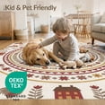 thumbnail image 4 of ODIKA 8'x10' Washable Area Rug Distressed Bands Farmhouse Border Lettering Primitive Vintage Folk Playful for Dining Room, Large Office, Lounge, Non-Slip Chair-Friendly Mat, 4 of 7
