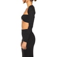 thumbnail image 4 of Lucakuins Top corto para mujer, manga larga, corte bajo, torcido, sólido, ajustado, para mujer, para fiesta de club Lucakuins  moda, 4 of 6