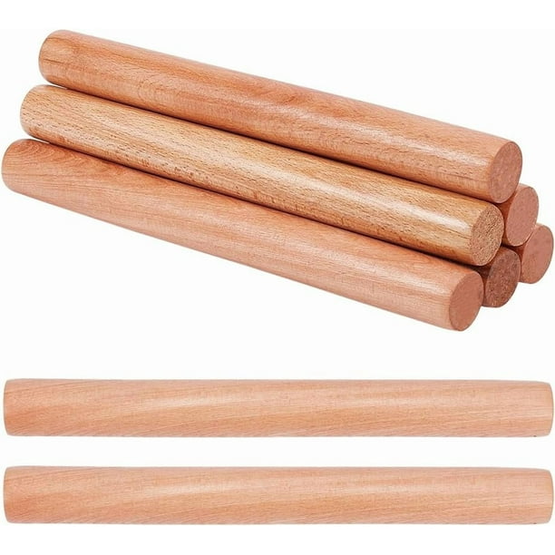 8 rodillos de madera de 25 cm (10 pulgadas) para arcilla, 2,8 cm (1,1 pulgadas) de diámetro. Rodillos clásicos de madera con textura de madera natural.
