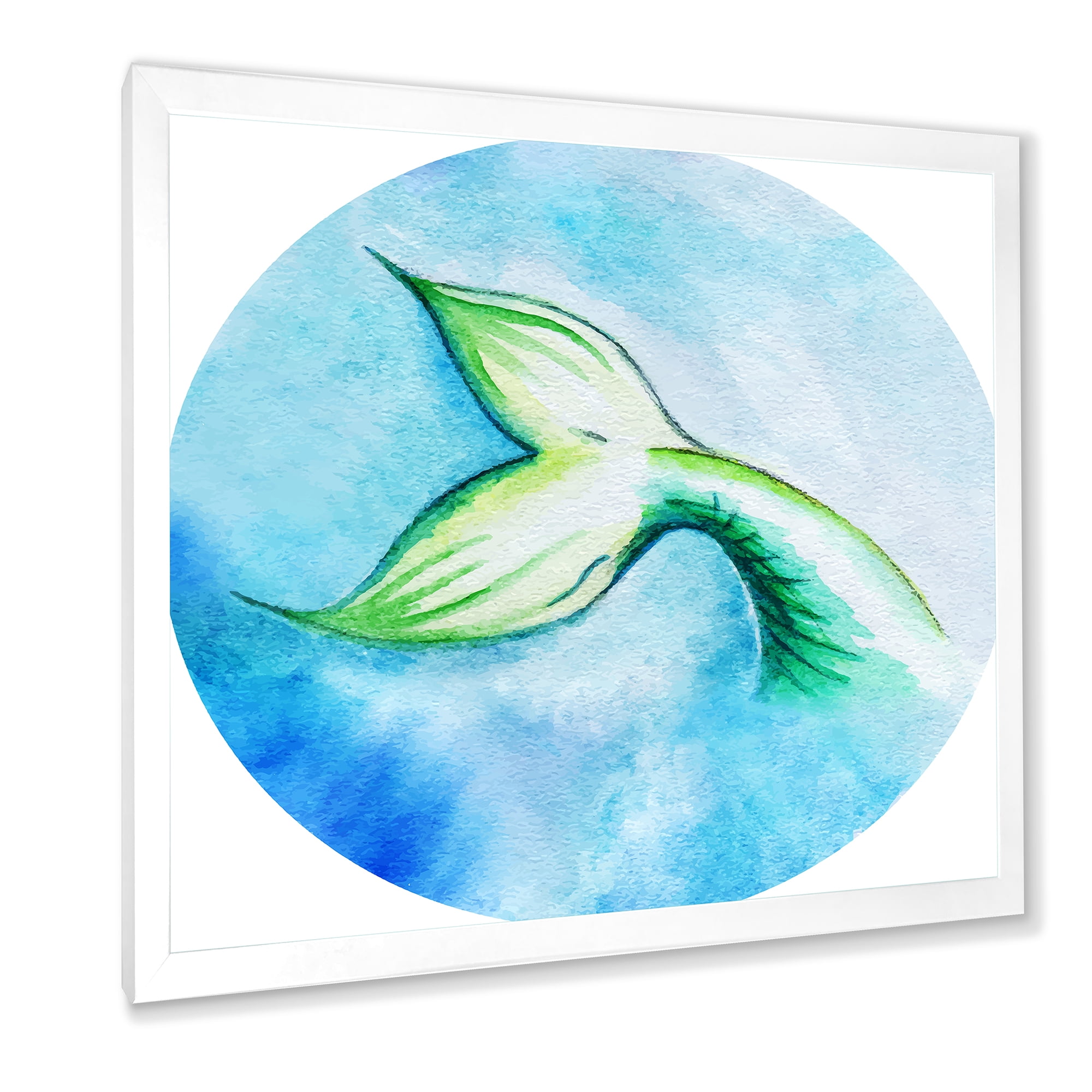 Designart 'Mermaid Green Fish Tail' Nautical & Coastal Framed Art Print