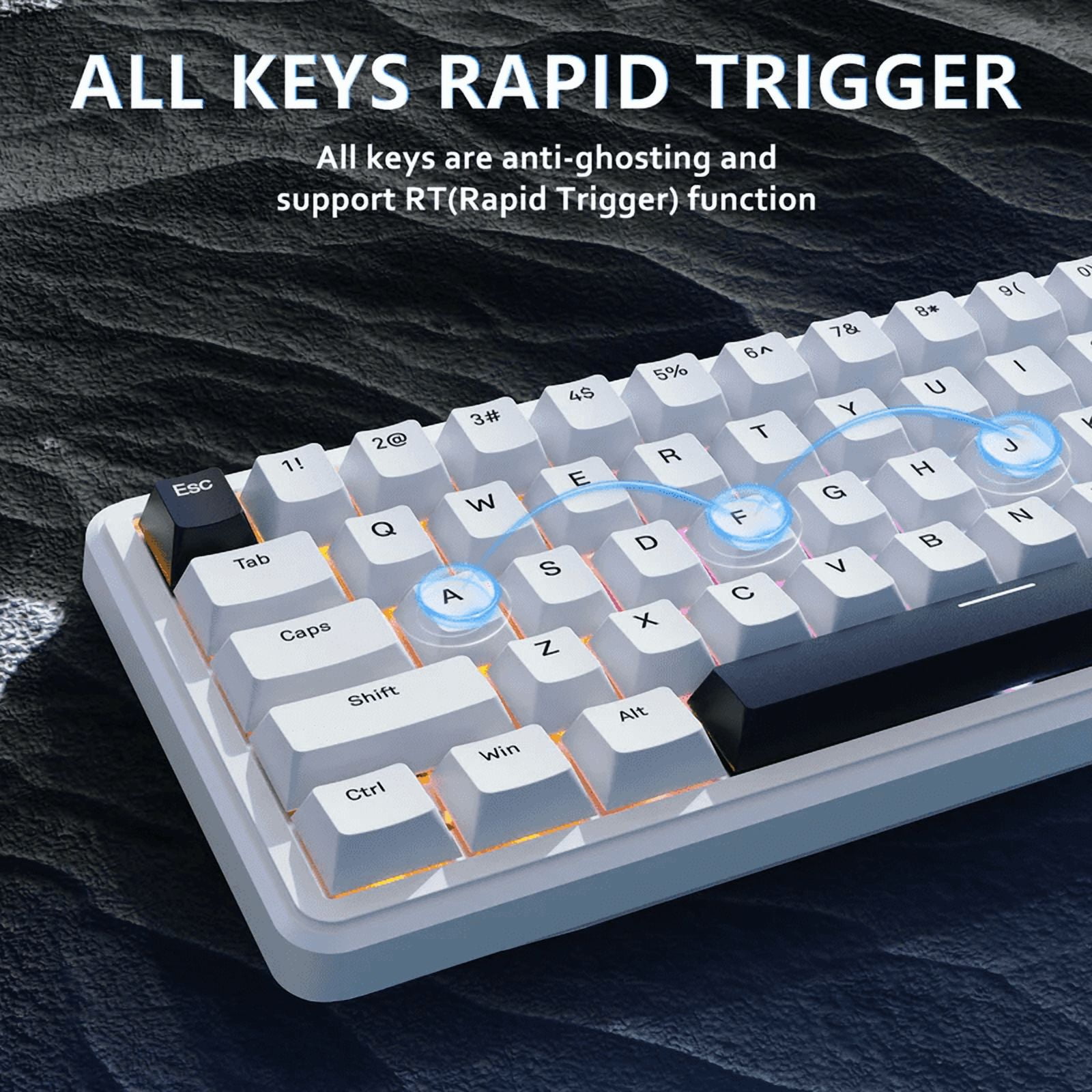 ATTACK SHARK X65 HE Magnetic Switch Rapid Trigger Keyboard 65% Wired Gaming Keyboard with 8000 Hz Polling Rate, 0.01mm RT Accuracy, PBT Keycaps, QMK Driver, RGB