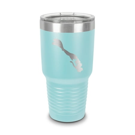 

Woman Freediving Tumbler 30 oz - Laser Engraved w/ Clear Lid - Stainless Steel - Vacuum Insulated - Double Walled - Travel Mug - free diving underwater swimming ocean diver - Light Blue