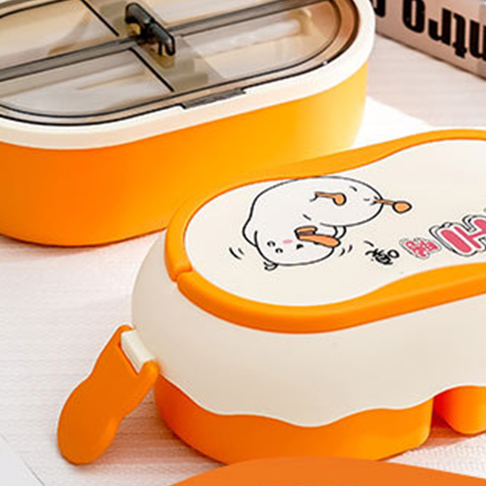 Kawaii Bento Box Cute Leakproof Stackable Lunch Box with Cartoon 3D  Stickers Lunch Container with Divided