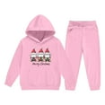 thumbnail image 6 of Auroural Toddler Girl Clothes 3T Sets Toddler Boys Sweatsuits 2 Piece 3T Children's Christmas Printed Sports Hoodie Long-sleeved Hooded Top Two-piece Set With Elastic Waist Pink 3 Years, 6 of 8